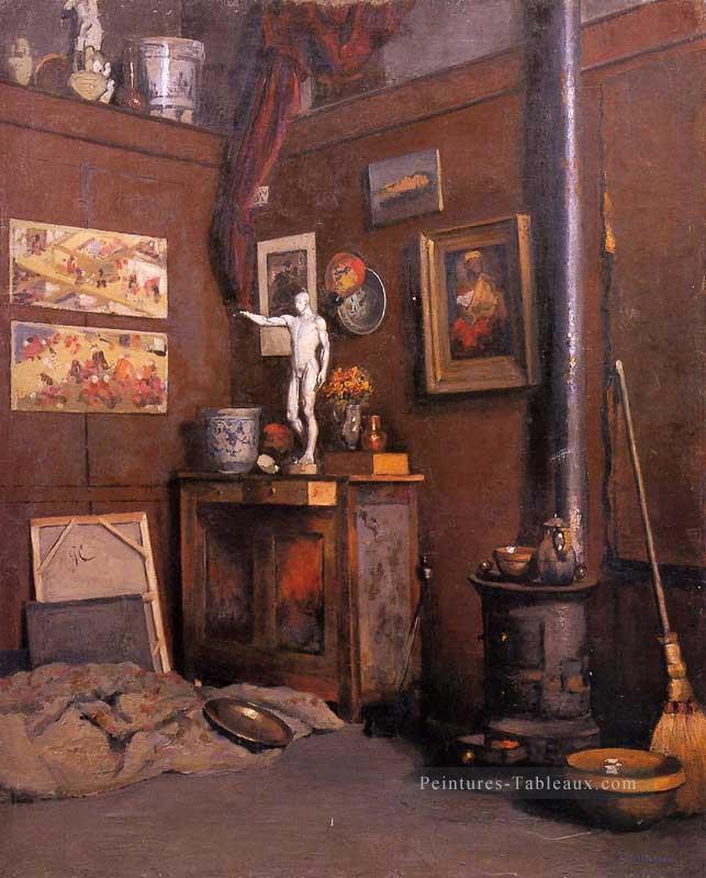 Intérieur d’un Studio avec Poêle Gustave Caillebotte Peintures à l'huile
